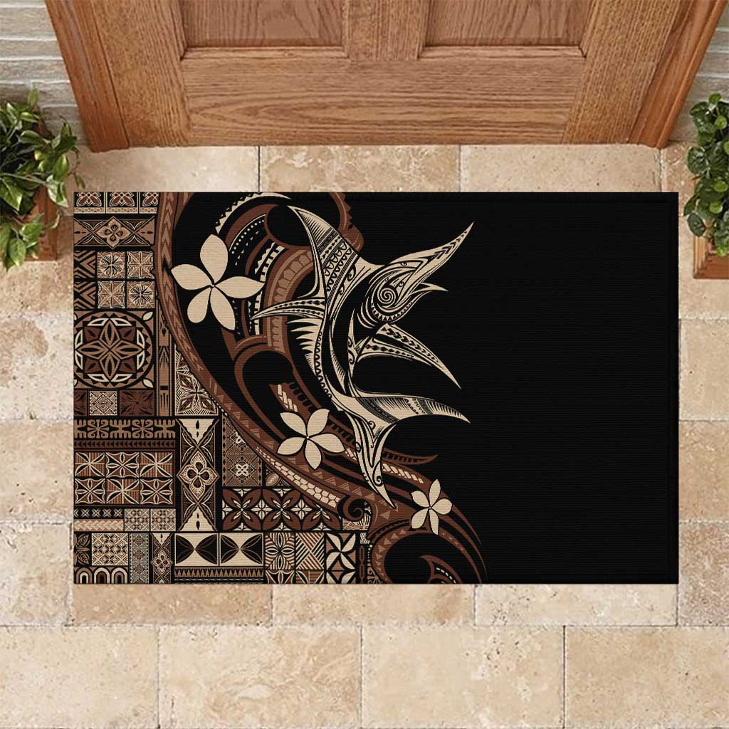 Samoa Manuia le Aso Tuto'atasi Rubber Doormat Siapo Mamanu Mix Tatau Marlin LT7 Black - Polynesian Pride