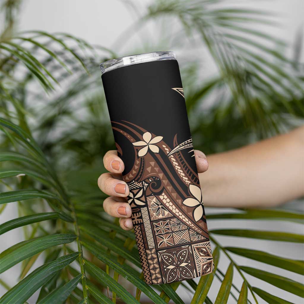 Samoa Manuia le Aso Tuto'atasi Skinny Tumbler Siapo Mamanu Mix Tatau Marlin