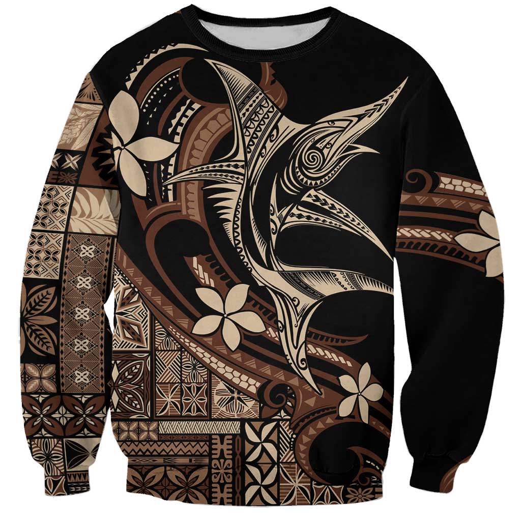 Samoa Manuia le Aso Tuto'atasi Sweatshirt Siapo Mamanu Mix Tatau Marlin LT7 Unisex Black - Polynesian Pride