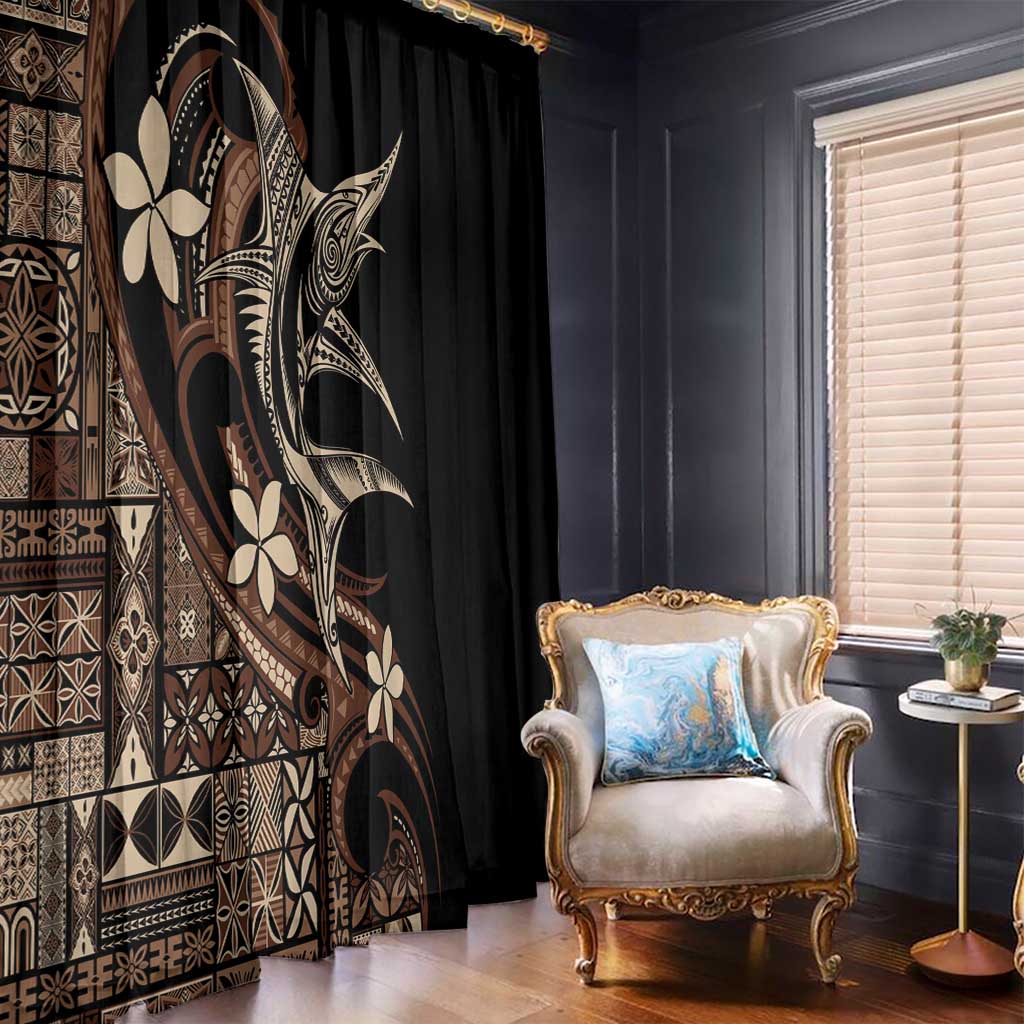 Samoa Manuia le Aso Tuto'atasi Window Curtain Siapo Mamanu Mix Tatau Marlin LT7 - Polynesian Pride