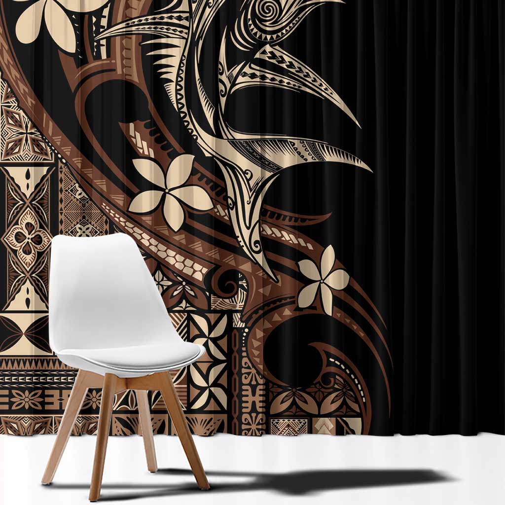 Samoa Manuia le Aso Tuto'atasi Window Curtain Siapo Mamanu Mix Tatau Marlin LT7 - Polynesian Pride