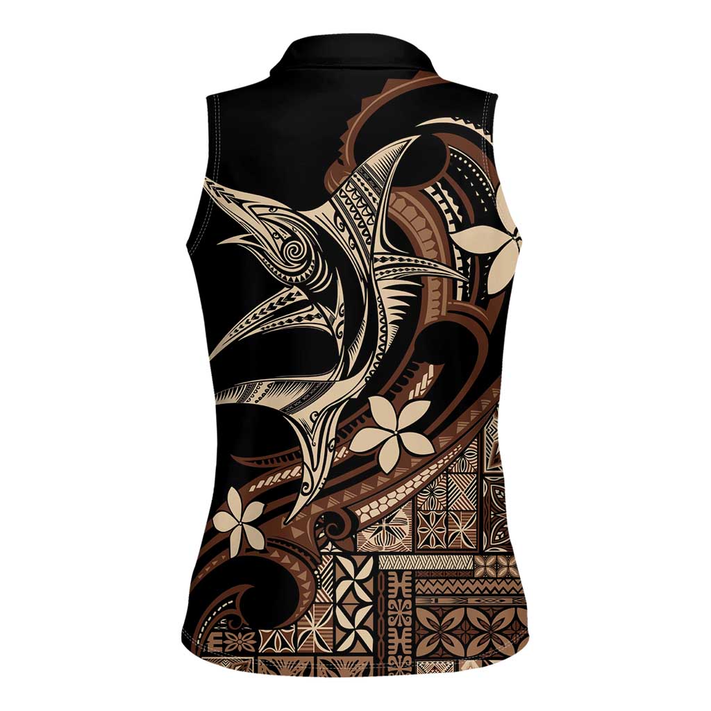Samoa Manuia le Aso Tuto'atasi Women Sleeveless Polo Shirt Siapo Mamanu Mix Tatau Marlin
