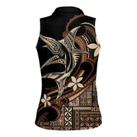 Samoa Manuia le Aso Tuto'atasi Women Sleeveless Polo Shirt Siapo Mamanu Mix Tatau Marlin