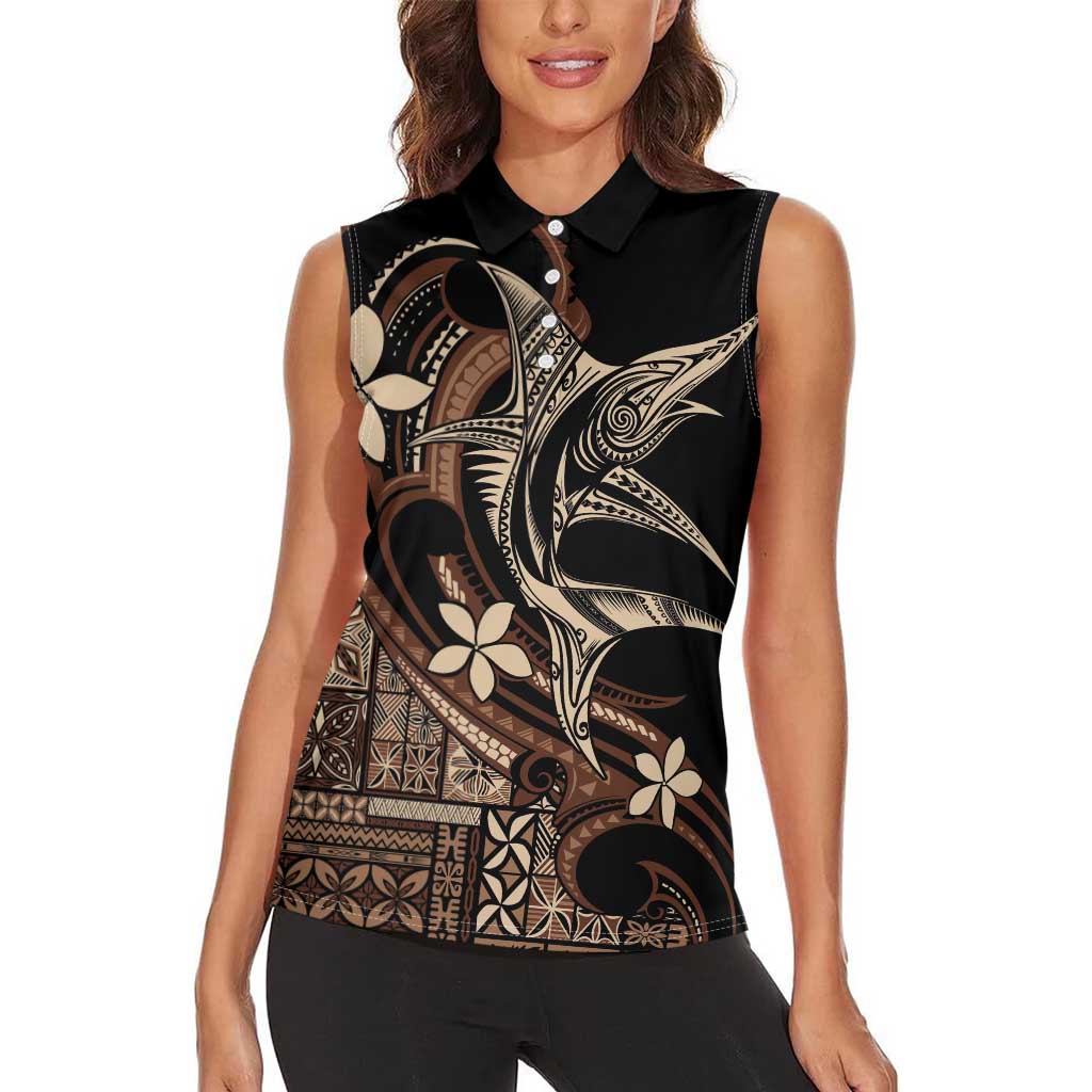 Samoa Manuia le Aso Tuto'atasi Women Sleeveless Polo Shirt Siapo Mamanu Mix Tatau Marlin