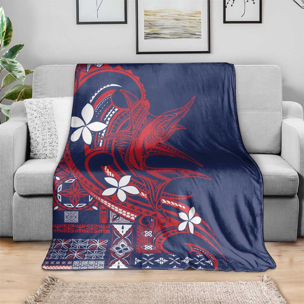 Samoa Manuia le Aso Tuto'atasi Blanket Siapo Mamanu Mix Tatau Marlin - Flag Color LT7 - Polynesian Pride