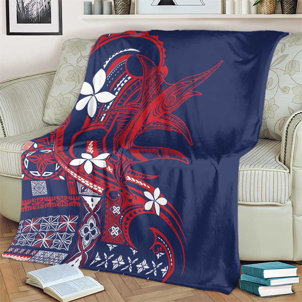 Samoa Manuia le Aso Tuto'atasi Blanket Siapo Mamanu Mix Tatau Marlin - Flag Color LT7 - Polynesian Pride