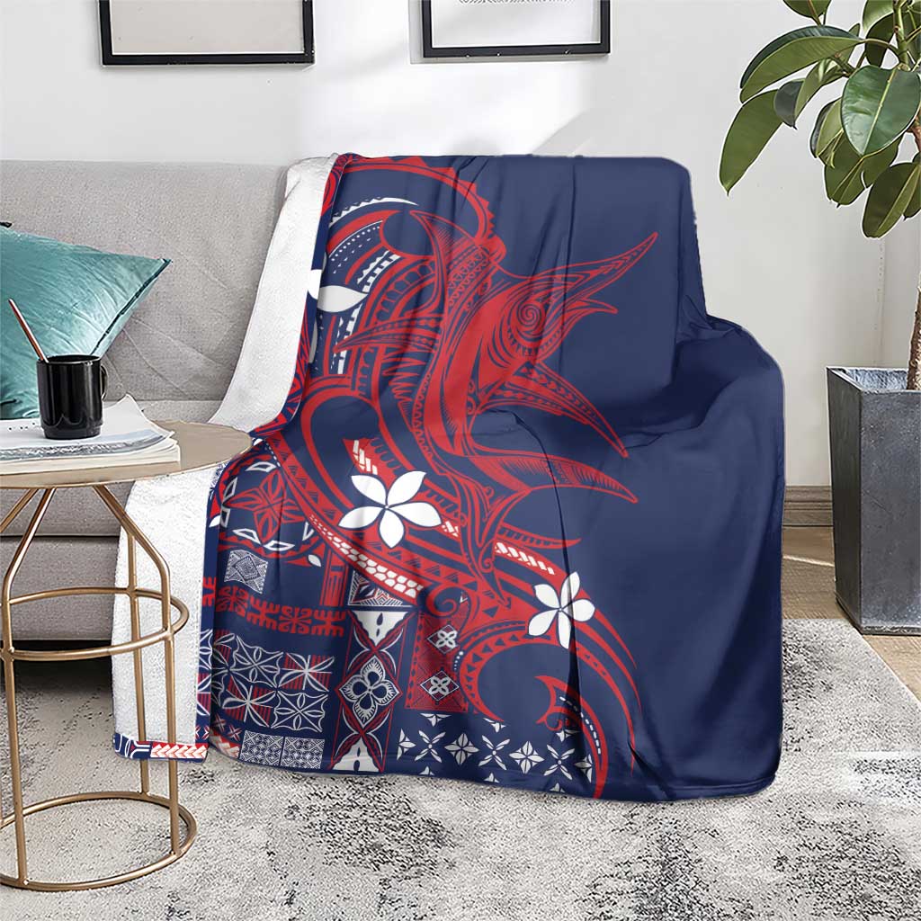 Samoa Manuia le Aso Tuto'atasi Blanket Siapo Mamanu Mix Tatau Marlin - Flag Color LT7 - Polynesian Pride
