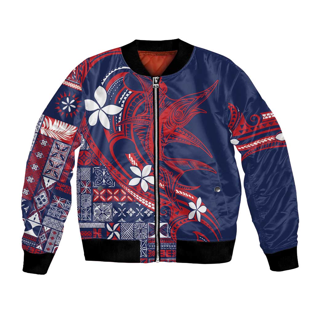 Samoa Manuia le Aso Tuto'atasi Bomber Jacket Siapo Mamanu Mix Tatau Marlin - Flag Color