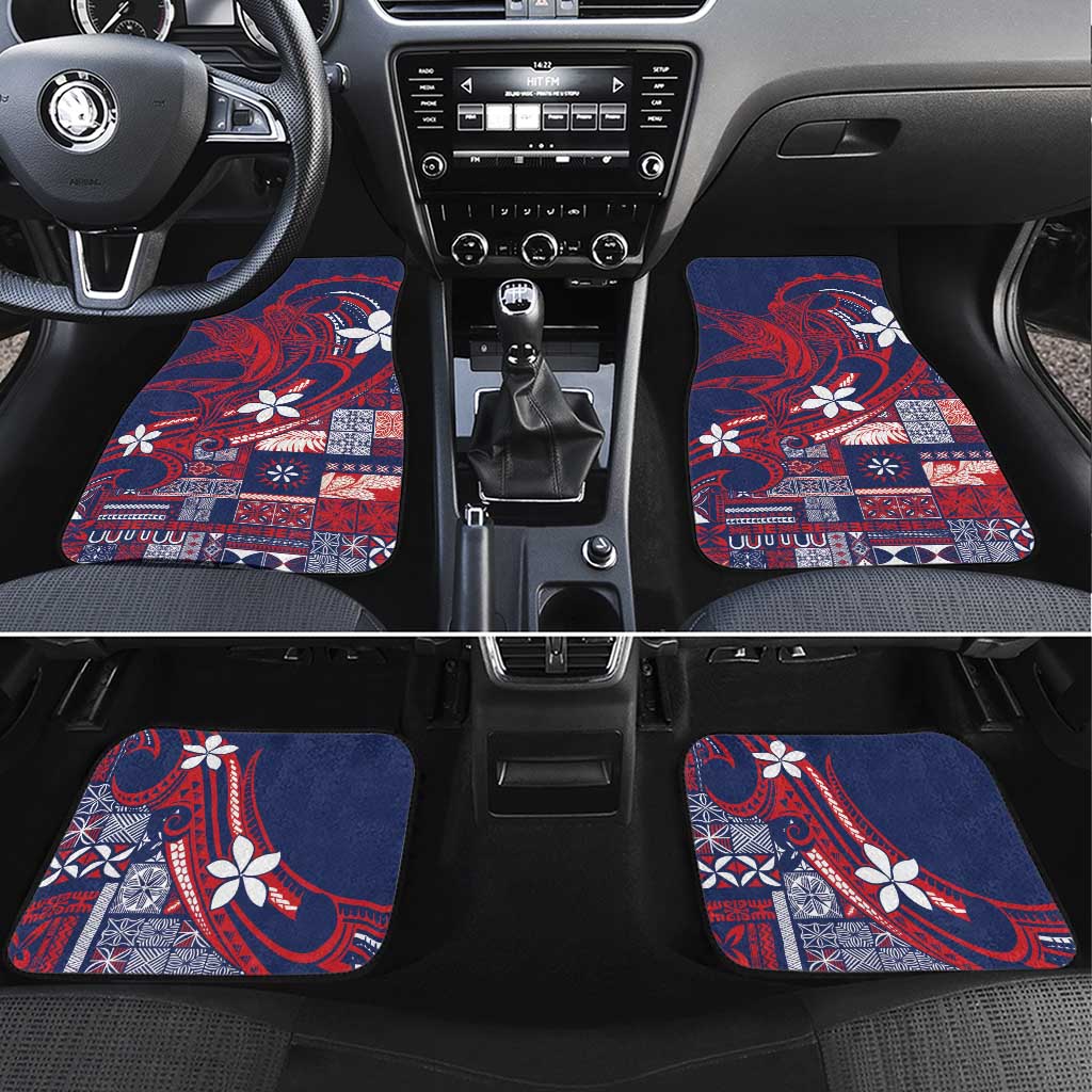 Samoa Manuia le Aso Tuto'atasi Car Mats Siapo Mamanu Mix Tatau Marlin - Flag Color LT7 Set 4pcs Blue - Polynesian Pride