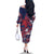 Samoa Manuia le Aso Tuto'atasi Family Matching Off The Shoulder Long Sleeve Dress and Hawaiian Shirt Siapo Mamanu Mix Tatau Marlin - Flag Color