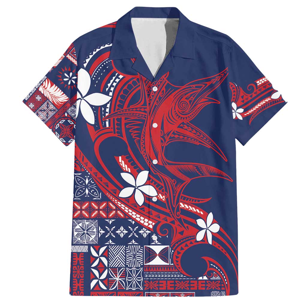 Samoa Manuia le Aso Tuto'atasi Family Matching Puletasi and Hawaiian Shirt Siapo Mamanu Mix Tatau Marlin - Flag Color