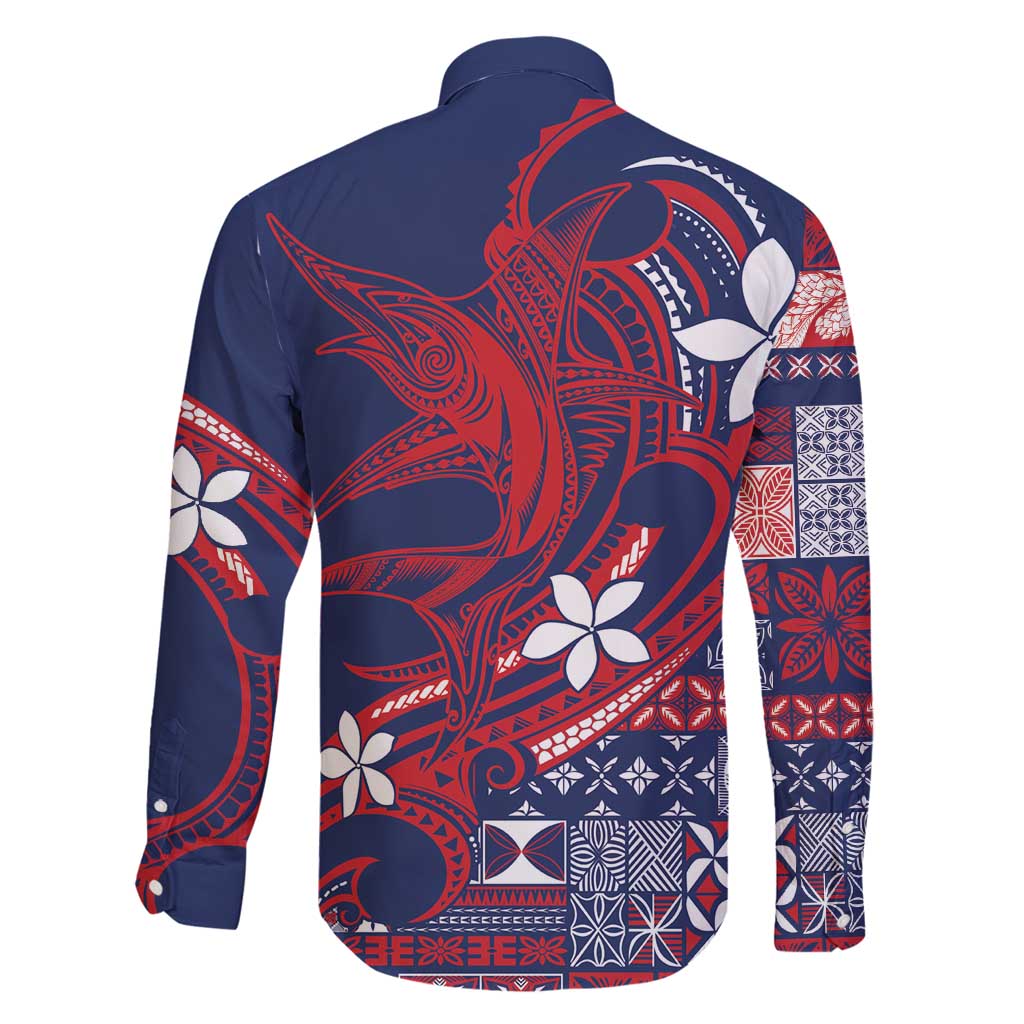 Samoa Manuia le Aso Tuto'atasi Family Matching Puletasi and Hawaiian Shirt Siapo Mamanu Mix Tatau Marlin - Flag Color