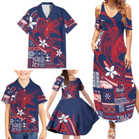 Samoa Manuia le Aso Tuto'atasi Family Matching Summer Maxi Dress and Hawaiian Shirt Siapo Mamanu Mix Tatau Marlin - Flag Color