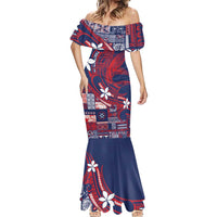 Samoa Manuia le Aso Tuto'atasi Mermaid Dress Siapo Mamanu Mix Tatau Marlin - Flag Color