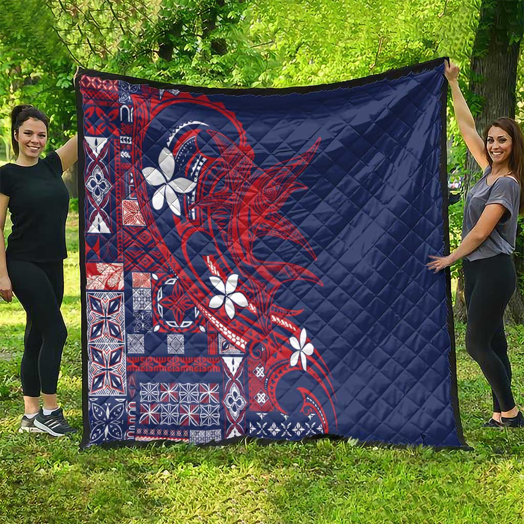 Samoa Manuia le Aso Tuto'atasi Quilt Siapo Mamanu Mix Tatau Marlin - Flag Color