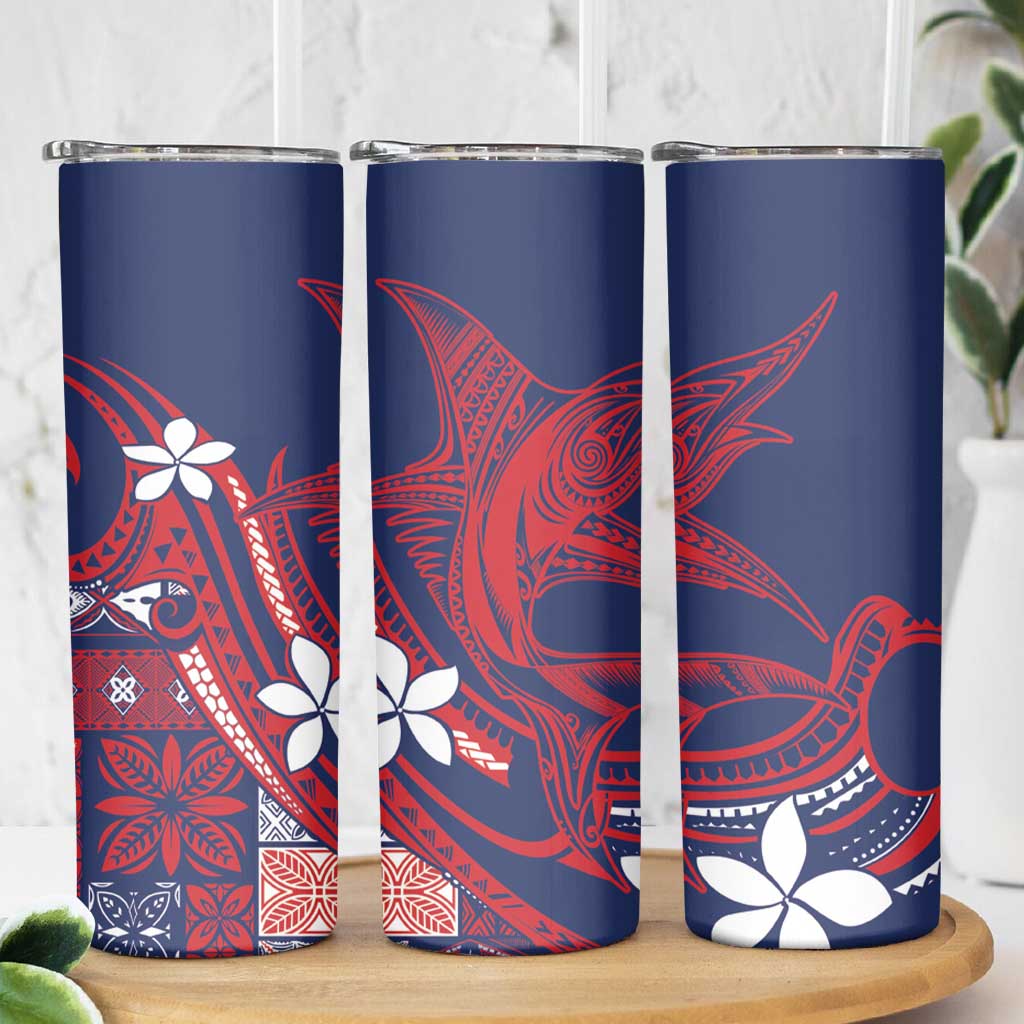 Samoa Manuia le Aso Tuto'atasi Skinny Tumbler Siapo Mamanu Mix Tatau Marlin - Flag Color