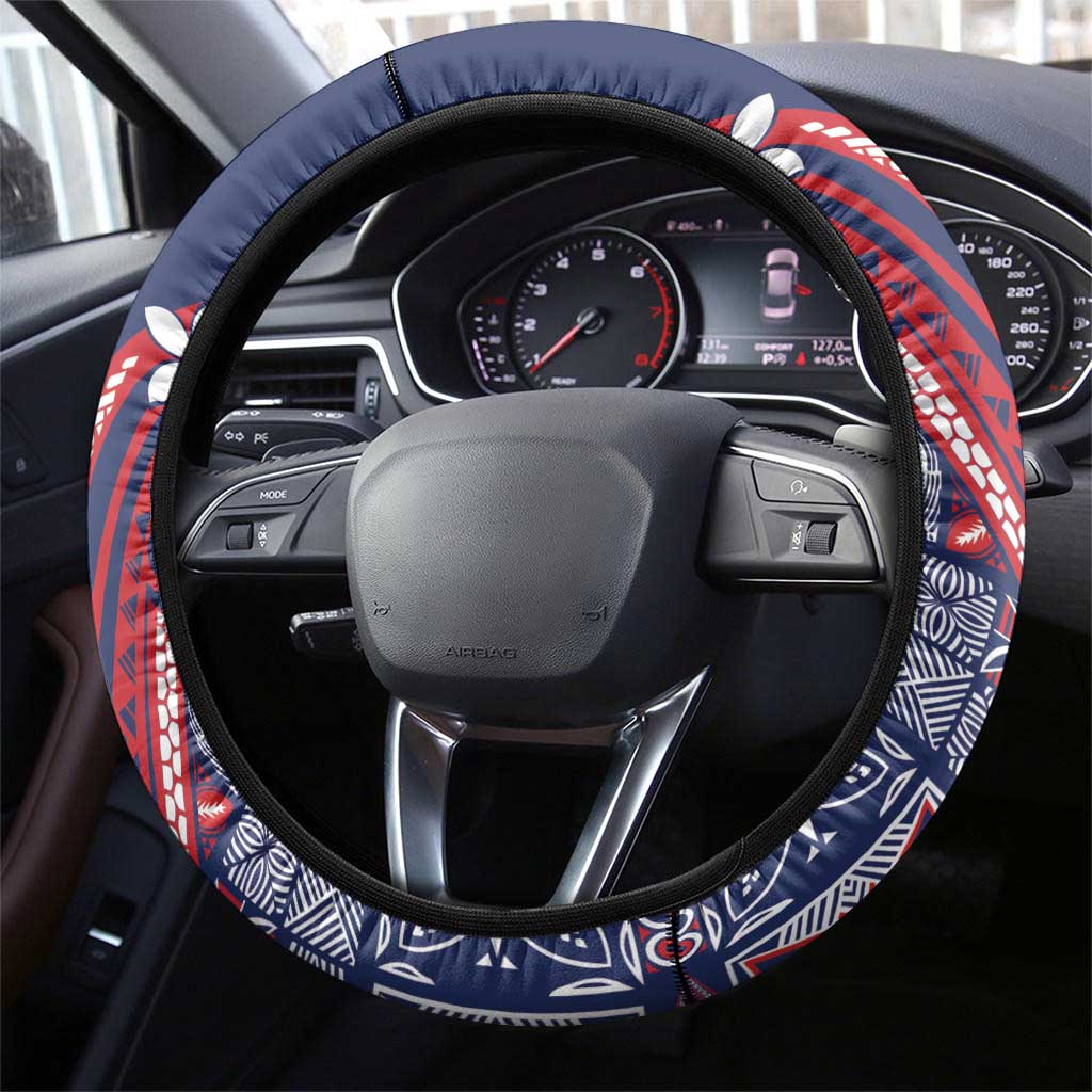 Samoa Manuia le Aso Tuto'atasi Steering Wheel Cover Siapo Mamanu Mix Tatau Marlin - Flag Color LT7 - Polynesian Pride