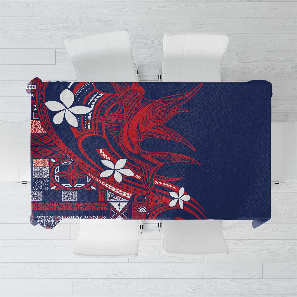 Samoa Manuia le Aso Tuto'atasi Tablecloth Siapo Mamanu Mix Tatau Marlin - Flag Color LT7 Blue - Polynesian Pride