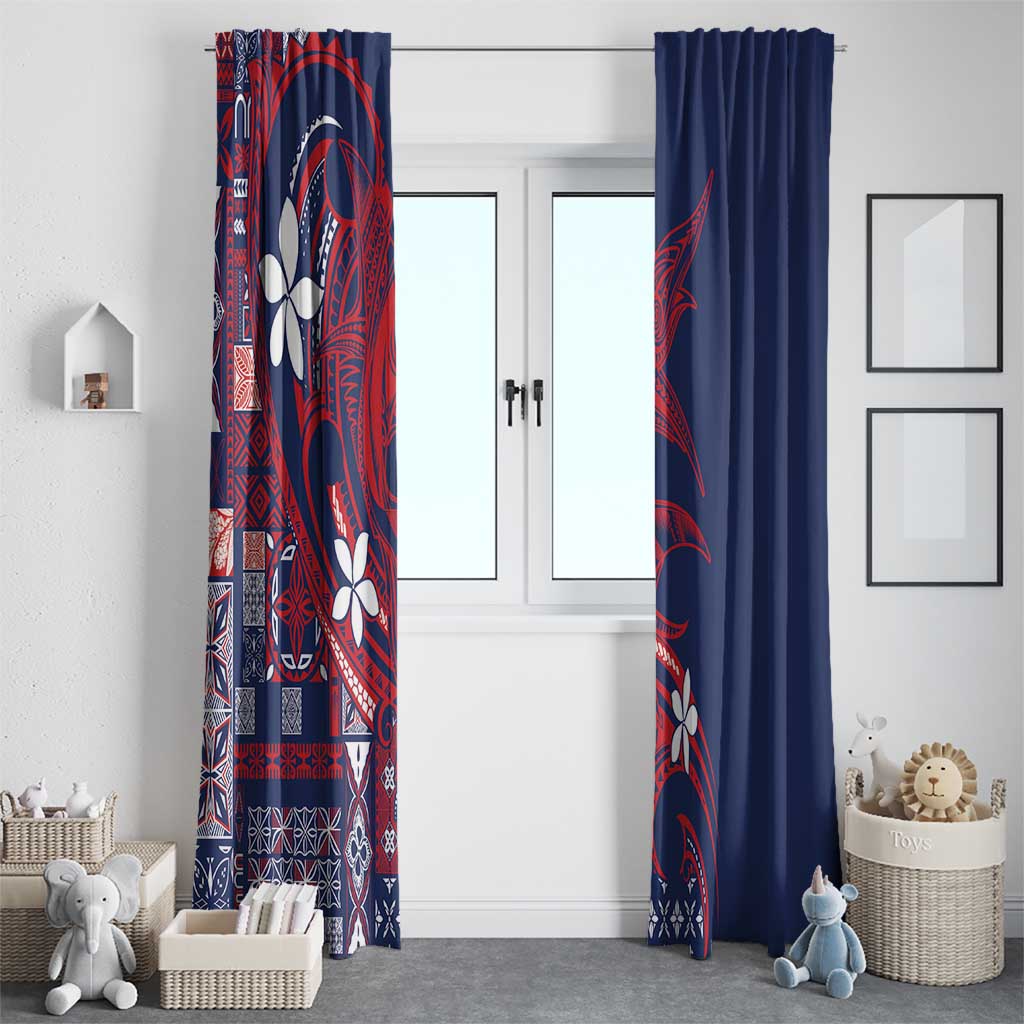 Samoa Manuia le Aso Tuto'atasi Window Curtain Siapo Mamanu Mix Tatau Marlin - Flag Color LT7 - Polynesian Pride