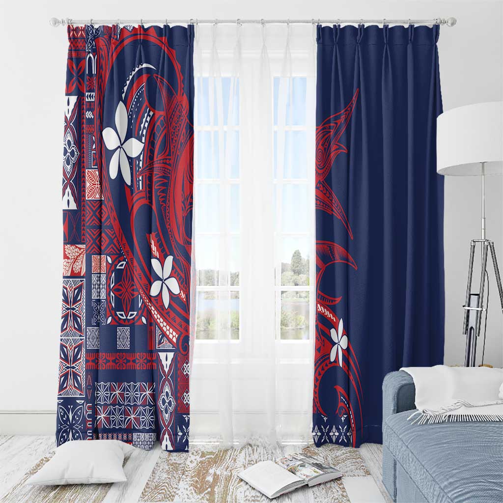 Samoa Manuia le Aso Tuto'atasi Window Curtain Siapo Mamanu Mix Tatau Marlin - Flag Color LT7 - Polynesian Pride