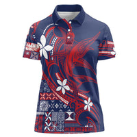 Samoa Manuia le Aso Tuto'atasi Women Polo Shirt Siapo Mamanu Mix Tatau Marlin - Flag Color