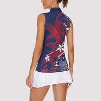 Samoa Manuia le Aso Tuto'atasi Women Sleeveless Polo Shirt Siapo Mamanu Mix Tatau Marlin - Flag Color