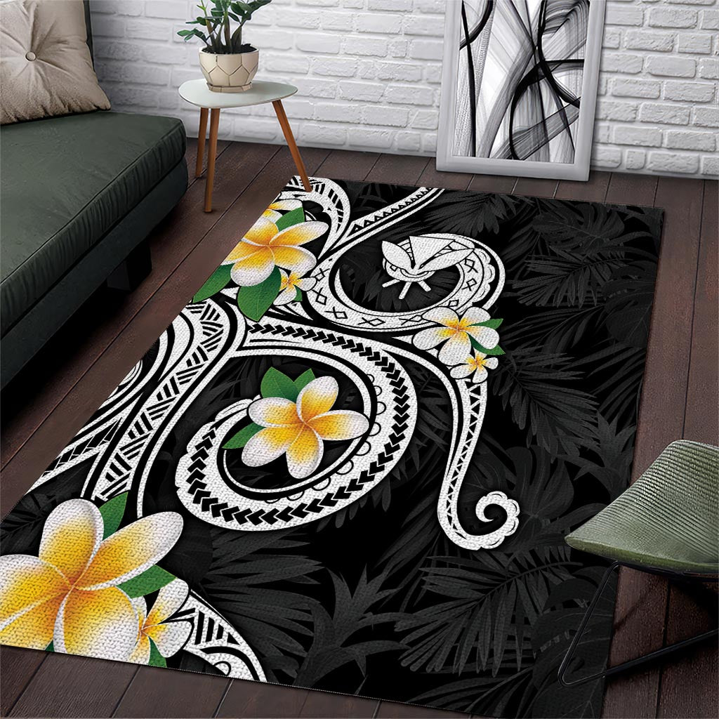 Kanaka Maoli Hawaii Plumeria Area Rug Dancing Tentacles Black Style