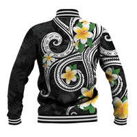 Kanaka Maoli Hawaii Plumeria Baseball Jacket Dancing Tentacles Black Style