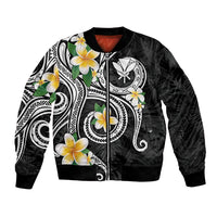 Kanaka Maoli Hawaii Plumeria Bomber Jacket Dancing Tentacles Black Style