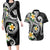 Kanaka Maoli Hawaii Plumeria Couples Matching Long Sleeve Bodycon Dress and Hawaiian Shirt Dancing Tentacles Black Style