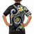 Kanaka Maoli Hawaii Plumeria Family Matching Off The Shoulder Long Sleeve Dress and Hawaiian Shirt Dancing Tentacles Black Style