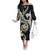 Kanaka Maoli Hawaii Plumeria Family Matching Off The Shoulder Long Sleeve Dress and Hawaiian Shirt Dancing Tentacles Black Style