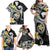 Kanaka Maoli Hawaii Plumeria Family Matching Off Shoulder Maxi Dress and Hawaiian Shirt Dancing Tentacles Black Style