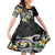 Kanaka Maoli Hawaii Plumeria Family Matching Off Shoulder Short Dress and Hawaiian Shirt Dancing Tentacles Black Style