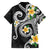 Kanaka Maoli Hawaii Plumeria Family Matching Off Shoulder Short Dress and Hawaiian Shirt Dancing Tentacles Black Style