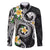 Kanaka Maoli Hawaii Plumeria Family Matching Off Shoulder Short Dress and Hawaiian Shirt Dancing Tentacles Black Style