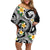 Kanaka Maoli Hawaii Plumeria Family Matching Off Shoulder Short Dress and Hawaiian Shirt Dancing Tentacles Black Style