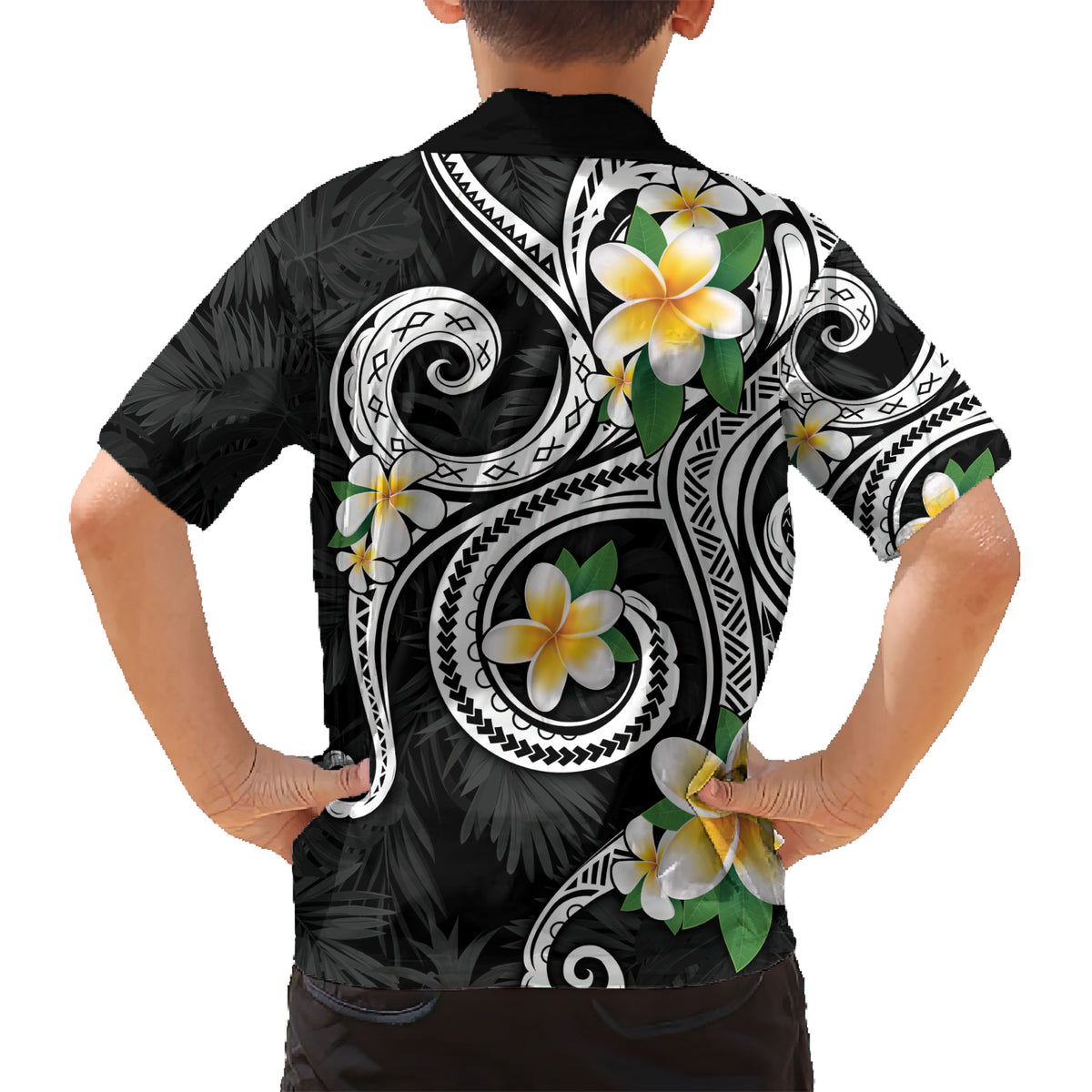 Kanaka Maoli Hawaii Plumeria Kid Hawaiian Shirt Dancing Tentacles Black Style