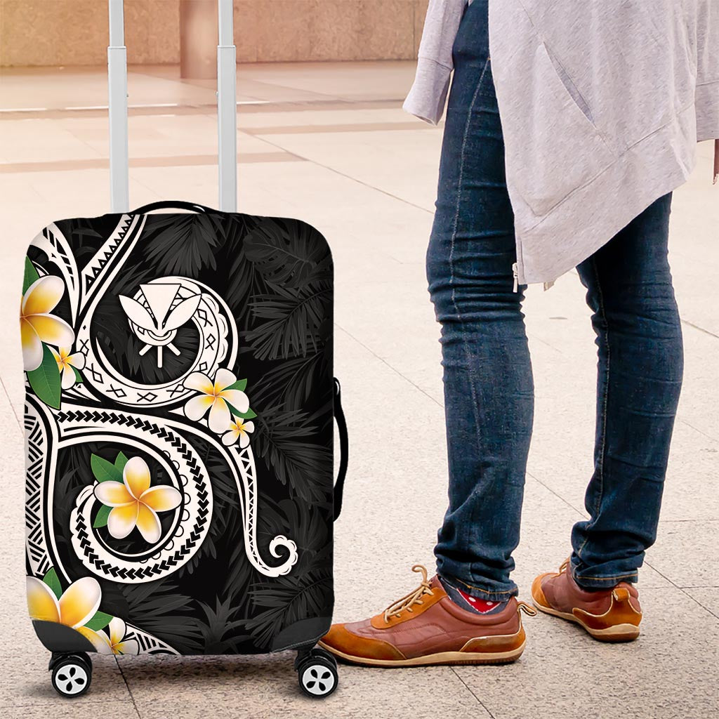 Kanaka Maoli Hawaii Plumeria Luggage Cover Dancing Tentacles Black Style