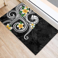 Kanaka Maoli Hawaii Plumeria Rubber Doormat Dancing Tentacles Black Style