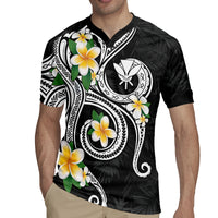 Kanaka Maoli Hawaii Plumeria Rugby Jersey Dancing Tentacles Black Style