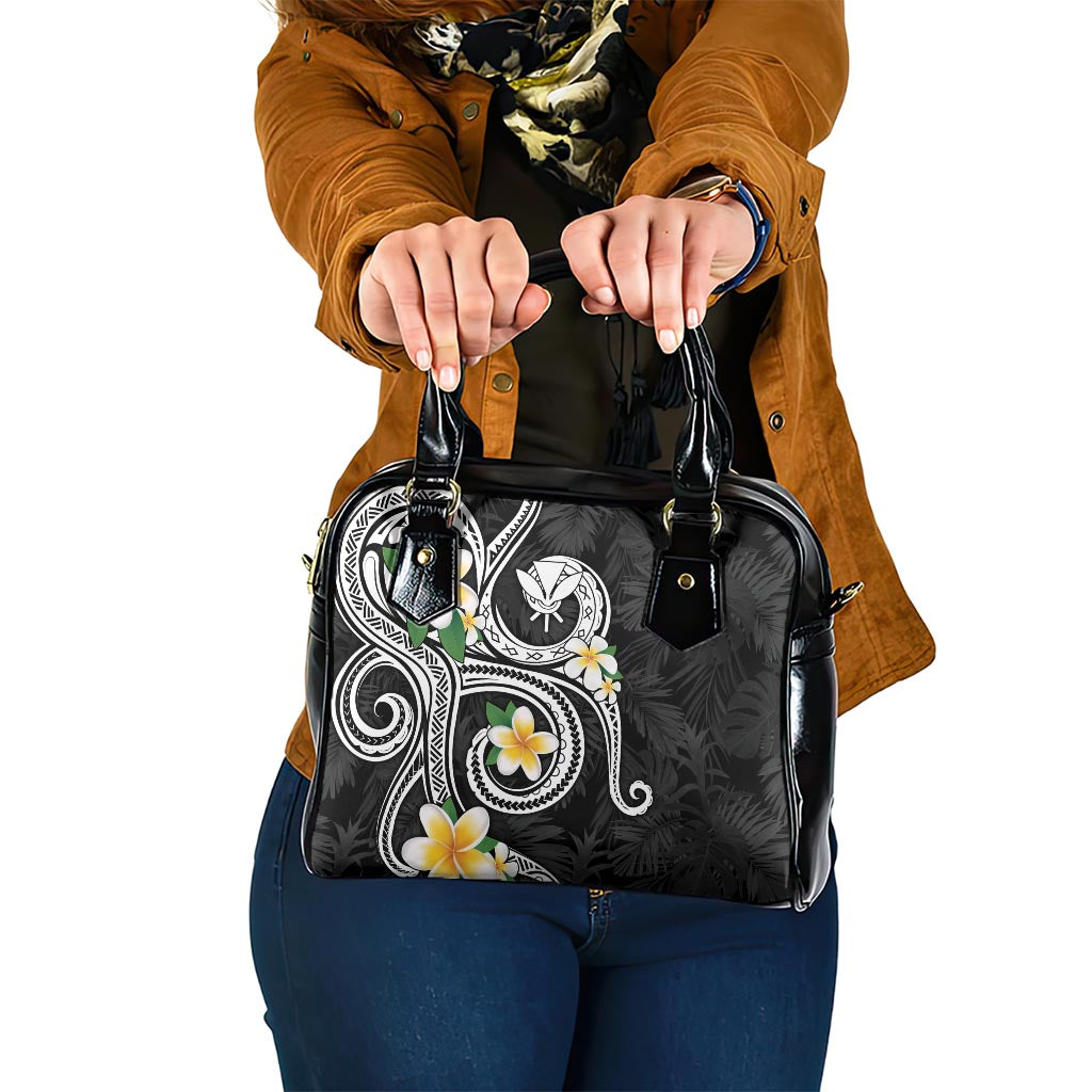 Kanaka Maoli Hawaii Plumeria Shoulder Handbag Dancing Tentacles Black Style