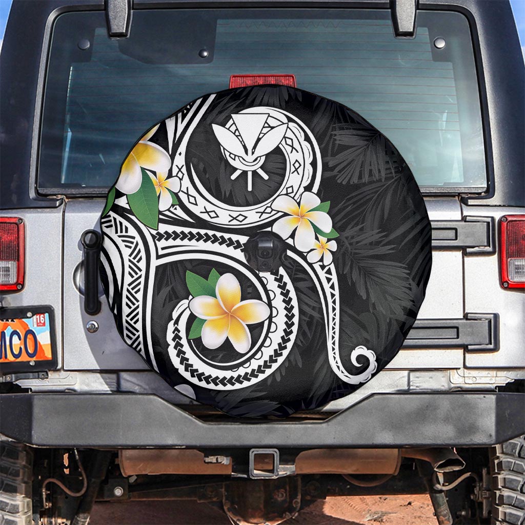 Kanaka Maoli Hawaii Plumeria Spare Tire Cover Dancing Tentacles Black Style