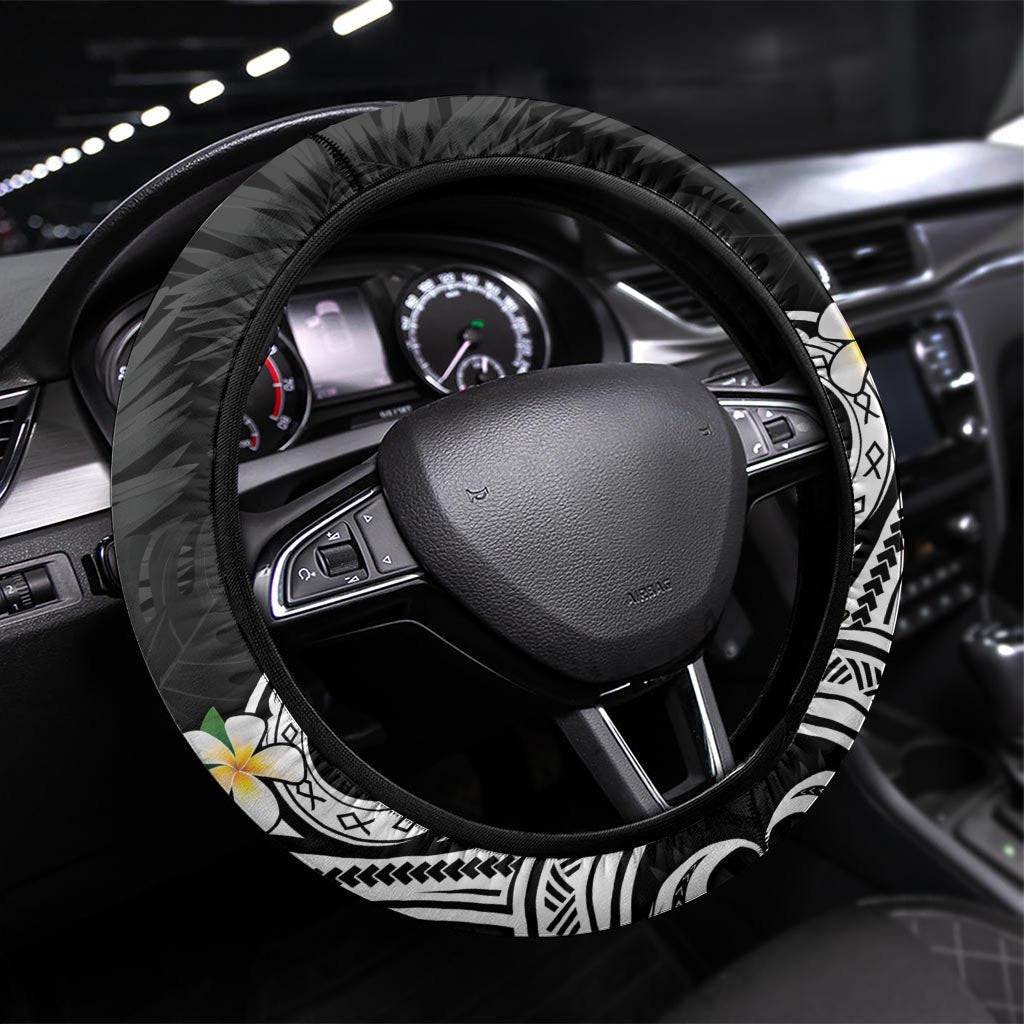 Kanaka Maoli Hawaii Plumeria Steering Wheel Cover Dancing Tentacles Black Style