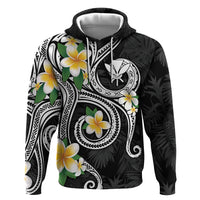Kanaka Maoli Hawaii Plumeria Zip Hoodie Dancing Tentacles Black Style