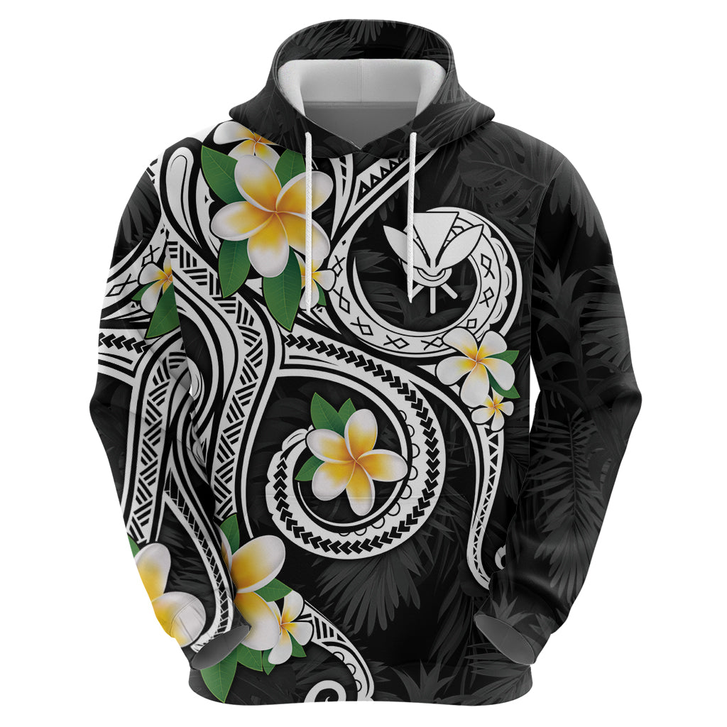 Kanaka Maoli Hawaii Plumeria Zip Hoodie Dancing Tentacles Black Style