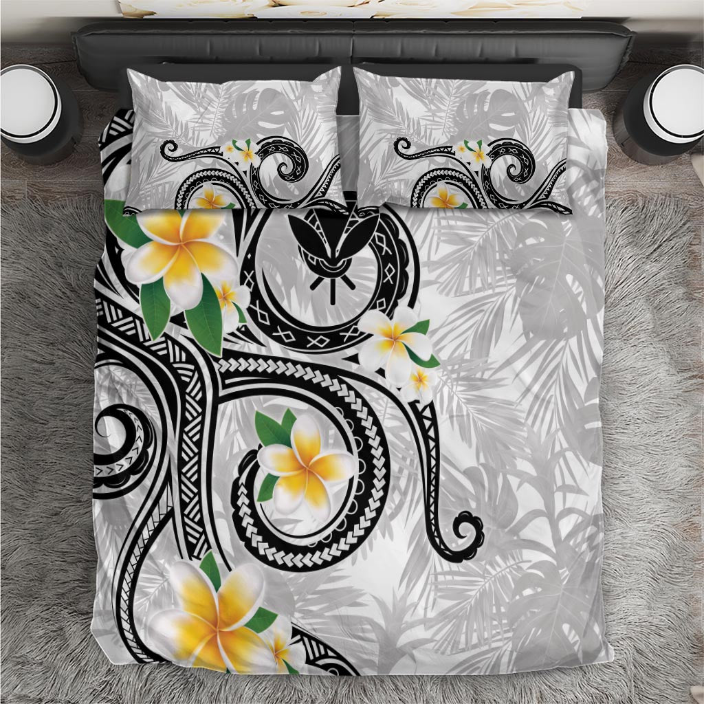 Kanaka Maoli Hawaii Plumeria Bedding Set Dancing Tentacles White Style