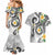 Kanaka Maoli Hawaii Plumeria Couples Matching Mermaid Dress and Hawaiian Shirt Dancing Tentacles White Style