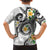 Kanaka Maoli Hawaii Plumeria Family Matching Off The Shoulder Long Sleeve Dress and Hawaiian Shirt Dancing Tentacles White Style