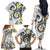 Kanaka Maoli Hawaii Plumeria Family Matching Off The Shoulder Long Sleeve Dress and Hawaiian Shirt Dancing Tentacles White Style